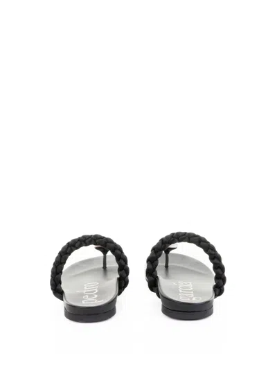 Pedro Garcia Black Nappa Flip Flops In Black