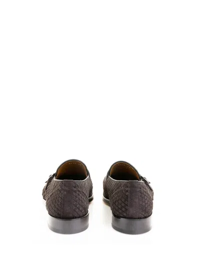 Doucal's Brown Double Buckle Moccasin In Suede In Black