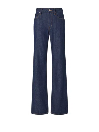 Jacob Cohen Wide Leg Jeans In Dark Blue Denim