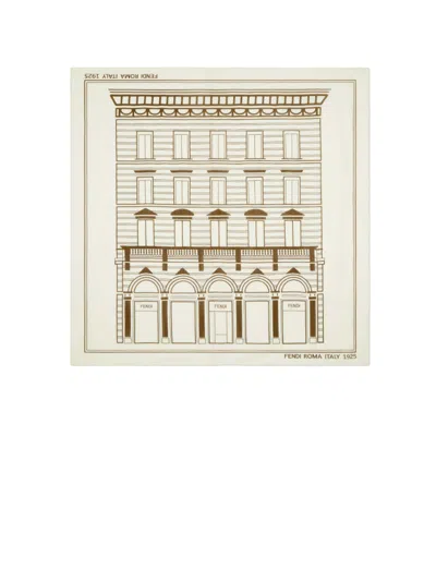 Fendi Architectural Print Lightweight Soft Square Shawl