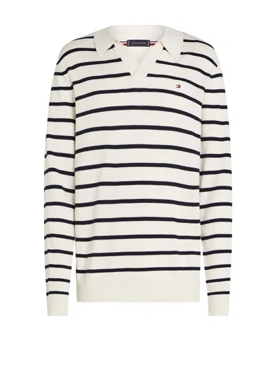 Tommy Hilfiger Jonny Collar Striped V-neck Sweater In Multi