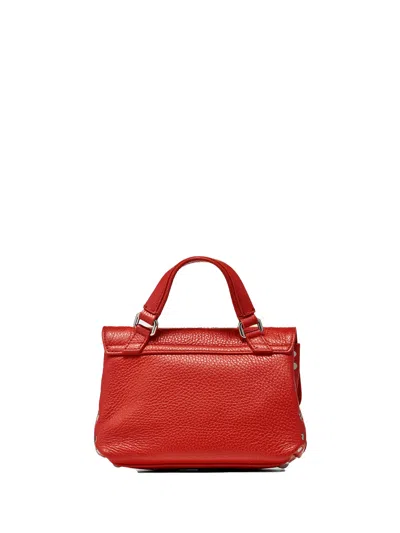 Zanellato Baby Postina Bag In Hammered Leather Red With Shoulder Strap In Red