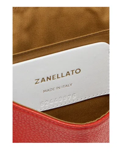 Zanellato Baby Postina Bag In Hammered Leather Red With Shoulder Strap In Red