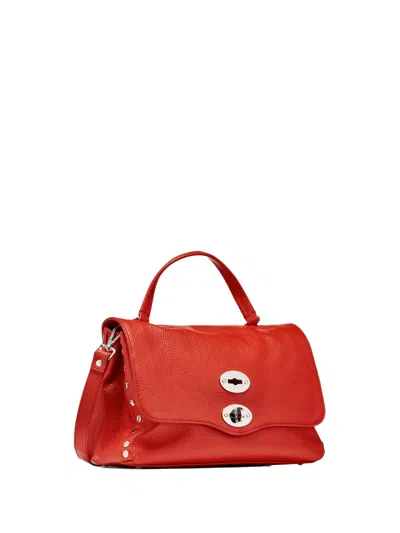 Zanellato Small Postina Bag In Red Hammered Leather With Shoulder Strap