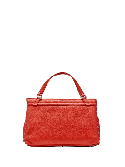 Zanellato Small Postina Bag In Red Hammered Leather With Shoulder Strap