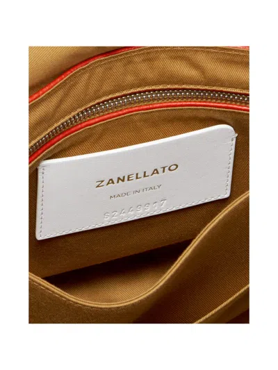 Zanellato Small Postina Bag In Red Hammered Leather With Shoulder Strap