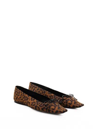 Saint Laurent Poppy Leopard-print Grosgrain Ballet Flats