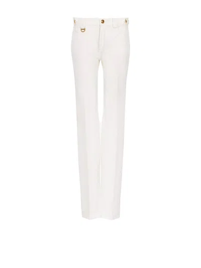 Chloé Pantaloni Dritti In Tela Di Cotone In White