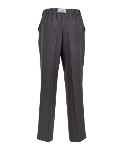 Via Masini 80 Olive Trousers With Maxi Drawstring In Gray