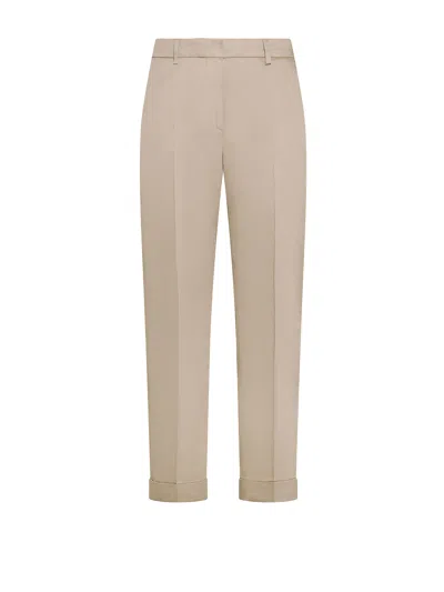 Seventy Ankle-length Trousers With Stretch Cotton Satin Cuff In Neutral