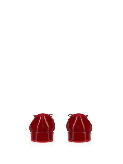 Christian Louboutin Glossy Red Flat Shoes With Bow Detail