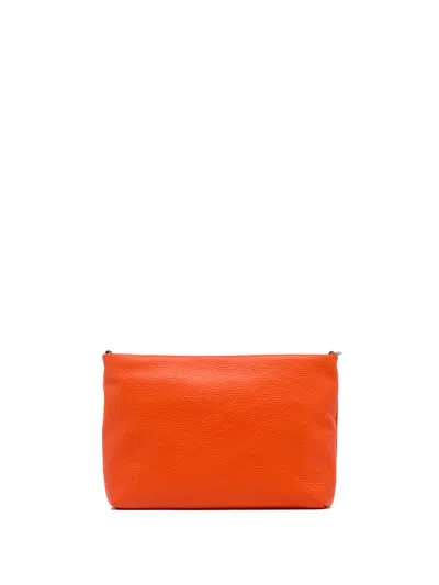 Gianni Chiarini Brenda Clutch Bag In Hammered Coral Leather With Resin Chain