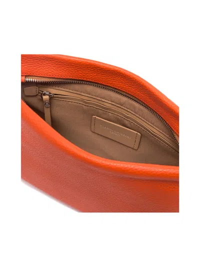 Gianni Chiarini Brenda Clutch Bag In Hammered Coral Leather With Resin Chain