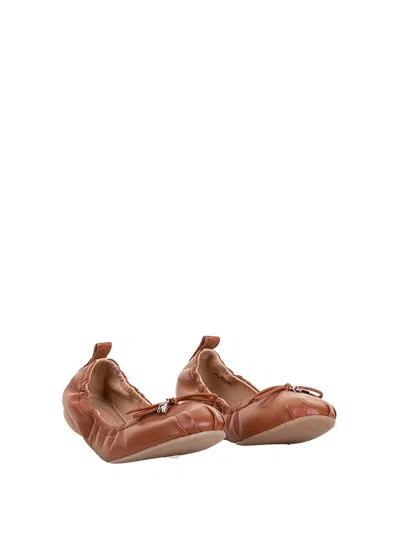 Hogan Rounded Toe Ballerina Flats With Soft Gathered Upper