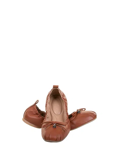 Hogan Rounded Toe Ballerina Flats With Soft Gathered Upper