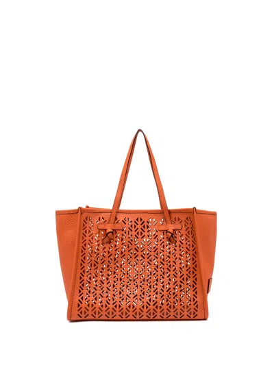 Gianni Chiarini Marcella Shopping Bag In Double Bubble Leather In Red