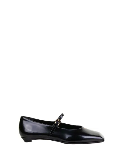 Prada Ballerinas Mary Jane In Brushed Leather In Black