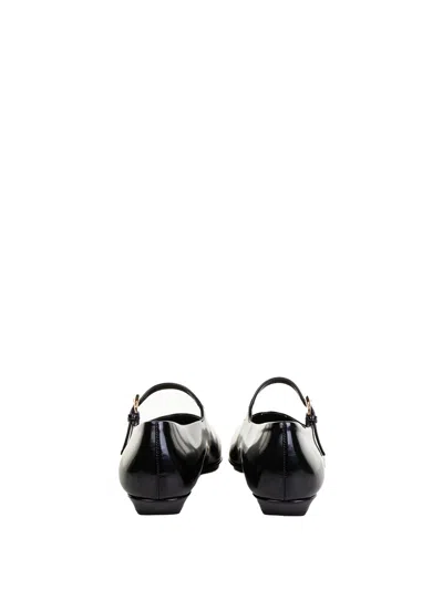 Prada Ballerinas Mary Jane In Brushed Leather In Black