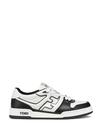 Fendi Leather Sneakers With Ff Lateral Logo In Multi
