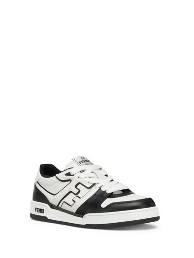 Fendi Leather Sneakers With Ff Lateral Logo In Multi
