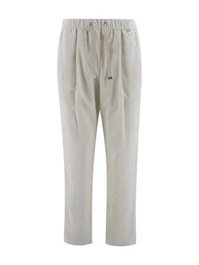 Herno Velvet Trousers With Relaxed Fit And Hip Pockets In Neutral
