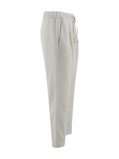 Herno Velvet Trousers With Relaxed Fit And Hip Pockets In Neutral
