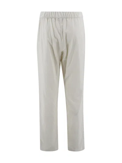 Herno Velvet Trousers With Relaxed Fit And Hip Pockets In Neutral