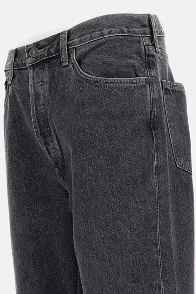 Agolde Denim Trousers With Belt Loops In Black