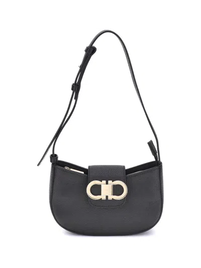 Ferragamo Gabry Black Calf Leather Shoulder Bag