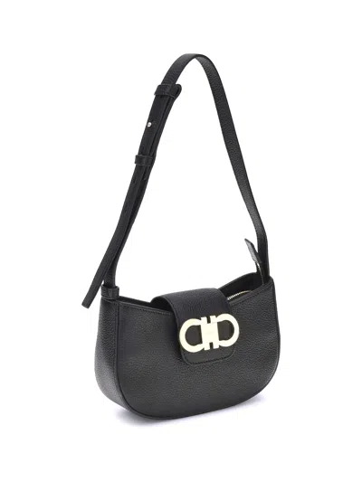 Ferragamo Gabry Black Calf Leather Shoulder Bag
