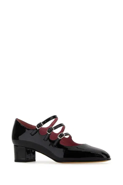 Carel Black Leather Kina Pumps