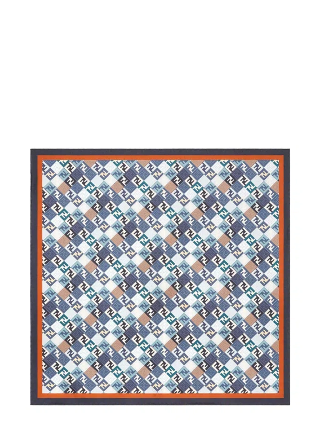 Fendi Silk Foulard With Contrast Border And Geometric