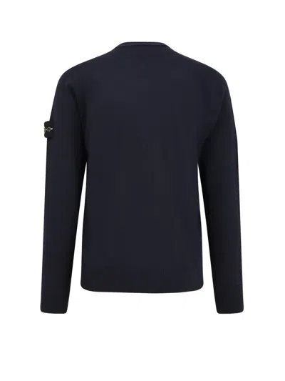 Stone Island Wool Cardigan With Ribbed Profiles And Pockets In Black
