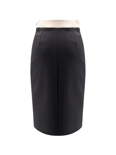 Elisabetta Franchi Crepe Pencil Skirt With Buttoned Patch Pockets In Multi