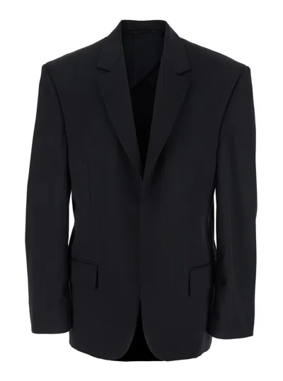 Balenciaga Men Tailored Jacket In Twill And Jersey In Blue