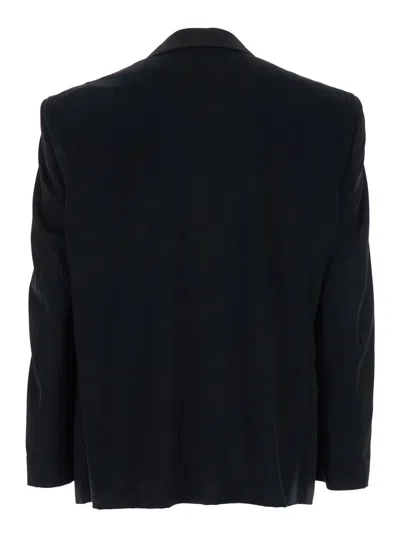 Balenciaga Men Tailored Jacket In Twill And Jersey In Blue