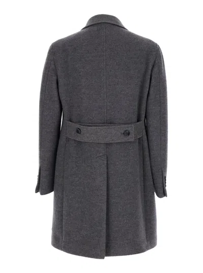Tagliatore Grey Double Breasted Wool Coat In Gray