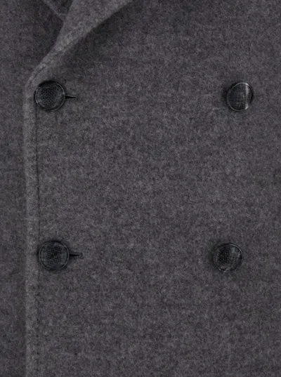 Tagliatore Grey Double Breasted Wool Coat In Gray