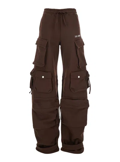 Attico Double American Fleece Sweatpants In Brown