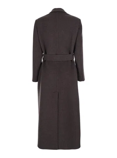 Brunello Cucinelli Belted Waist Coat With Notched Lapels In Gray