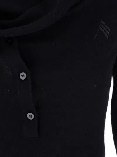 Attico Knee Length Dress Featuring Button Detailing In Black