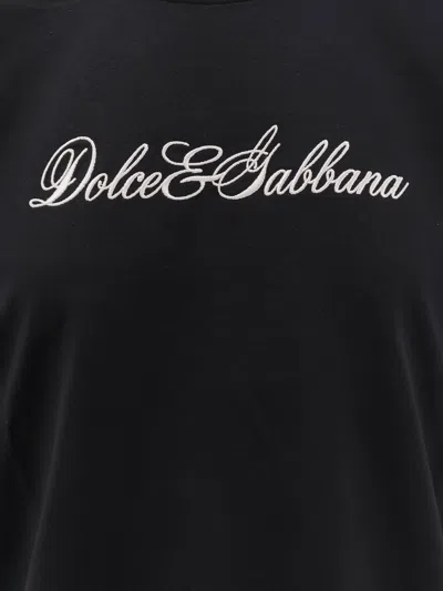 Dolce & Gabbana Logo-embroidered Lace-trimmed T-shirt In Black
