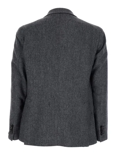 Tagliatore Grey Single-breasted Jacket With Notched Revers In Gray