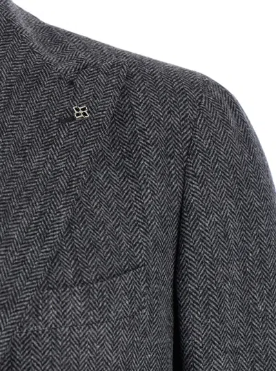 Tagliatore Grey Single-breasted Jacket With Notched Revers In Gray