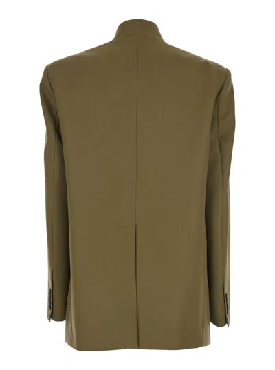 Attico Maxi Shoulder Strap Blazer Blazers Green In Green