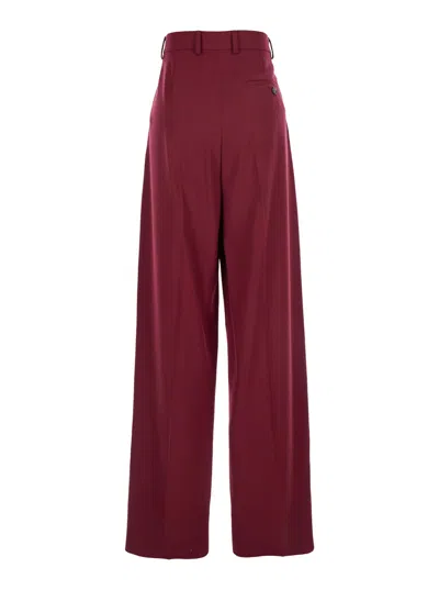 Stella Mccartney Flannel Loose Trouser In Burgundy