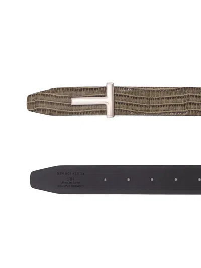 Tom Ford Leather Belt With Croco Effect