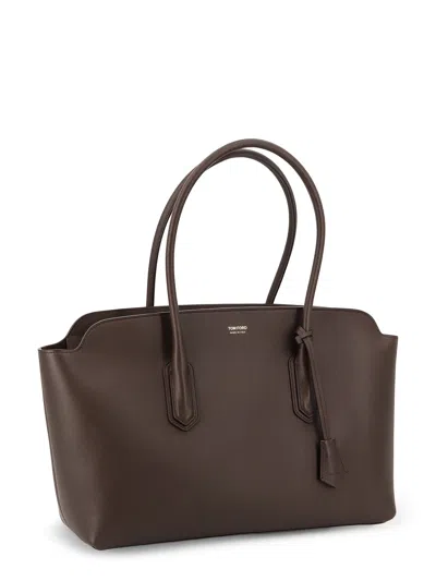Tom Ford Leather Shoulder Bag With Logo