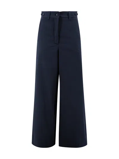 Weekend Max Mara High-waisted Wide Leg Trousers With Button Accents In Blue