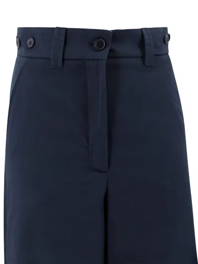 Weekend Max Mara High-waisted Wide Leg Trousers With Button Accents In Blue